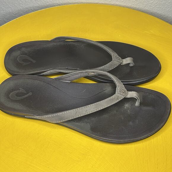 OluKai Thong Flip Flop Beige Taupe Sandals Womens Size 9 - Picture 5 of 8